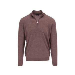 NEW FEDELI men's lightweight wool quarter zip jacket in brown